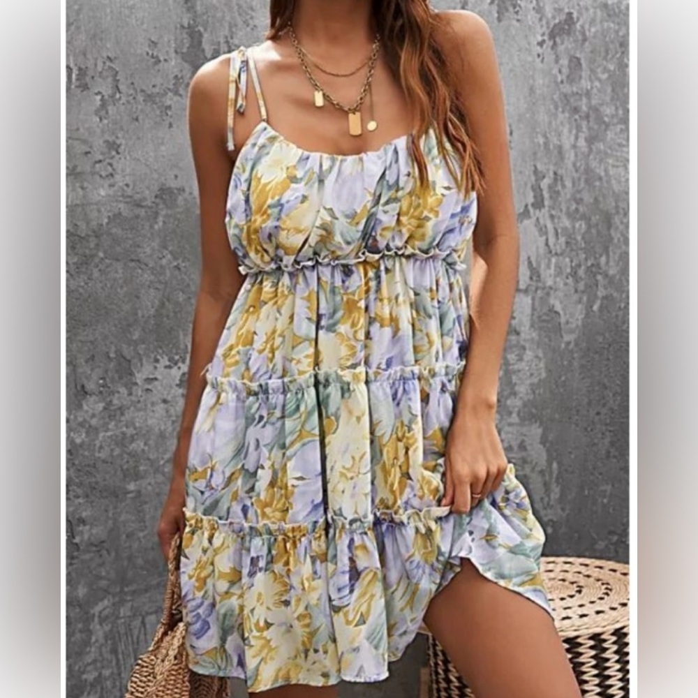 Purple and yellow floral dress